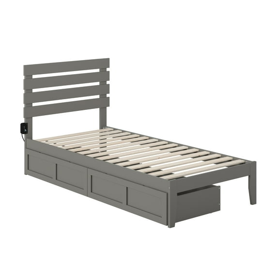 Oxford Twin Extra Long Bed with USB Turbo Charger and 2 Extra Long Drawers in Grey
