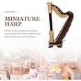 thumbnail image 5 of Instrument Mini Harp Mini Retro Harp Figurine Antique Harp Model with Box Wooden Harp Statue Musical Instrument Ornament for Home Office Decor Miniature Musical Instruments brown 9X6cm brown 9X6cm, 5 of 5