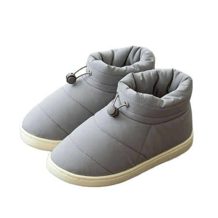 

Female Lady Casual Anti Skid Bottom Slip On Ankle Botas Keep Warm Flat Snow Boots Women Boots Women Winter Down Shoes LIGHT GREY 40-41(FIT 39-40)