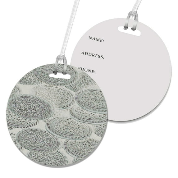 KuzmarK Luggage Travel Round Bag Tag - White Chocolate Cookies