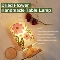 thumbnail image 2 of Dried Flowers Small Table Lamp 9W LED Dimmable Warm Light Pressed Flower Bedside Lamp Linen Shade with Wood Base for Bedroom Living Room Desk Nursery, 2 of 7