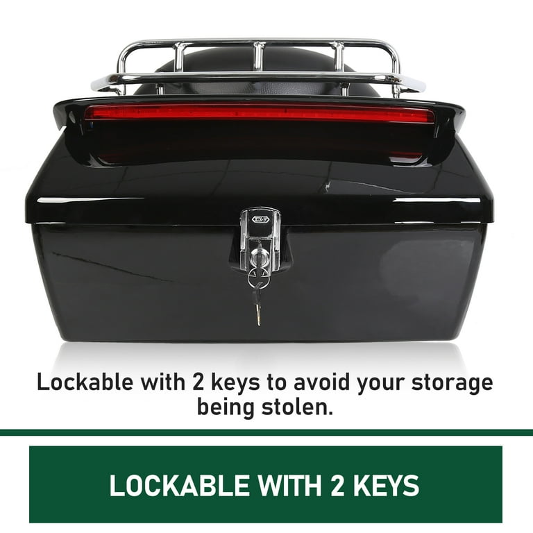 Black Universal Motorcycle Tour Pack Trunk Luggage Tail Box Pack W/ Tail Light E - Foto 5