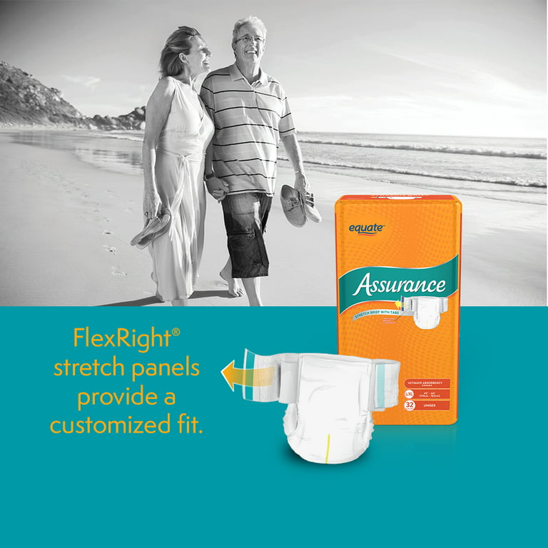 Assurance Unisex Incontinence Stretch Briefs with Tabs, Ultimate  Absorbency, L/XL (64 Count)