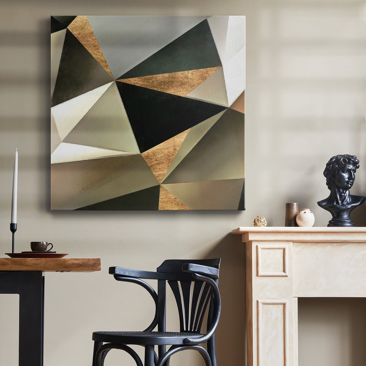 Wexford Home Gold Polygon Wall II-Premium Gallery Wrapped Canvas, 10" x 10" - Ready to Hang