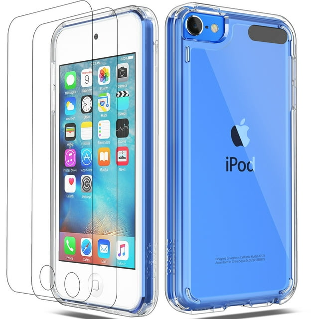 iPod Touch 7 Case, iPod Touch 6 5 Case with Screen Protector, Slim Bumper Hard Case for Apple iPod Touch 5 / 6th / 7th Generation, Blue