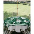 thumbnail image 2 of Outdoor Tablecloth with Umbrella Hole Zipper Green Flowers Round Tablecloth 60" Waterproof Outside Table Cloth Spring Floral Watercolor Botanical Patio Table Cover Tablecloths for Picnic Party, 2 of 8