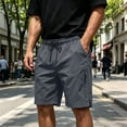 thumbnail image 2 of Xzbqbs Men's Tactical Cargo Shorts Stretch Waist Zipper Pocket Summer Bottoms Solid Color Lightweight Outdoor Utility Trousers with Pockets, 2 of 9