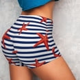 thumbnail image 4 of Lsque Starfish Navy Blue Stripe Pattern High Waisted Biker Shorts for Women-Tummy Control Fitness Athletic Workout Running Yoga Gym Shorts,Moisture-Wicking-, 4 of 9