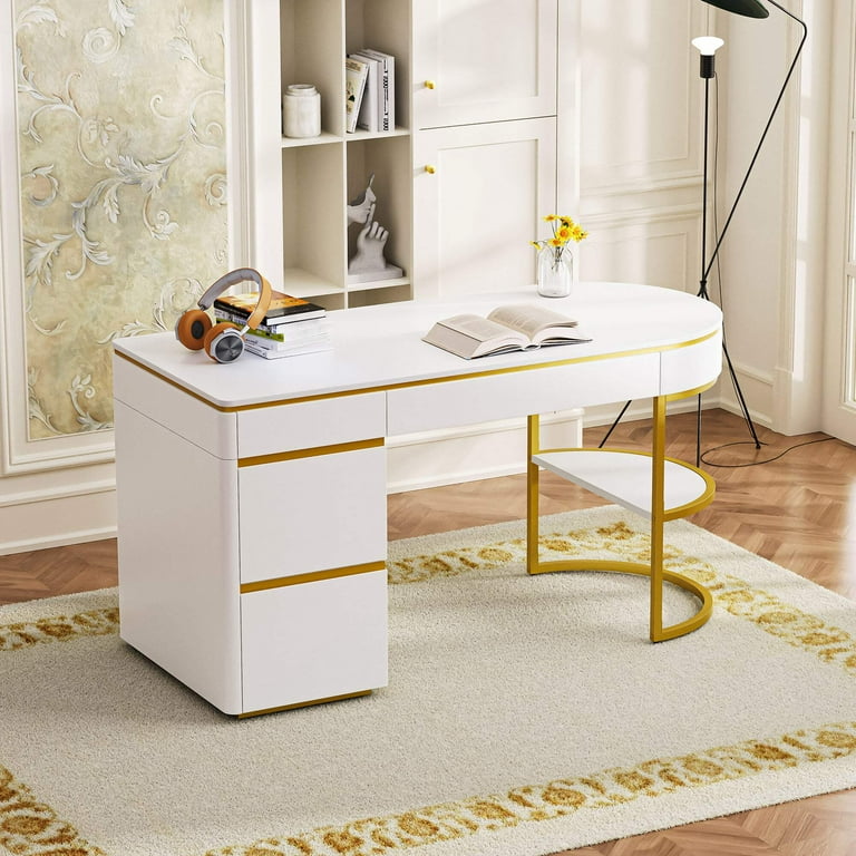 White and gold desk walmart discount