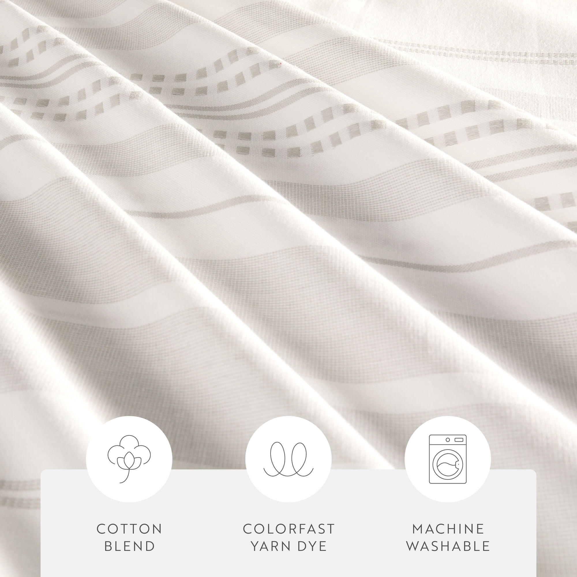 Cotton Blend Placement Stripe Shower Curtain