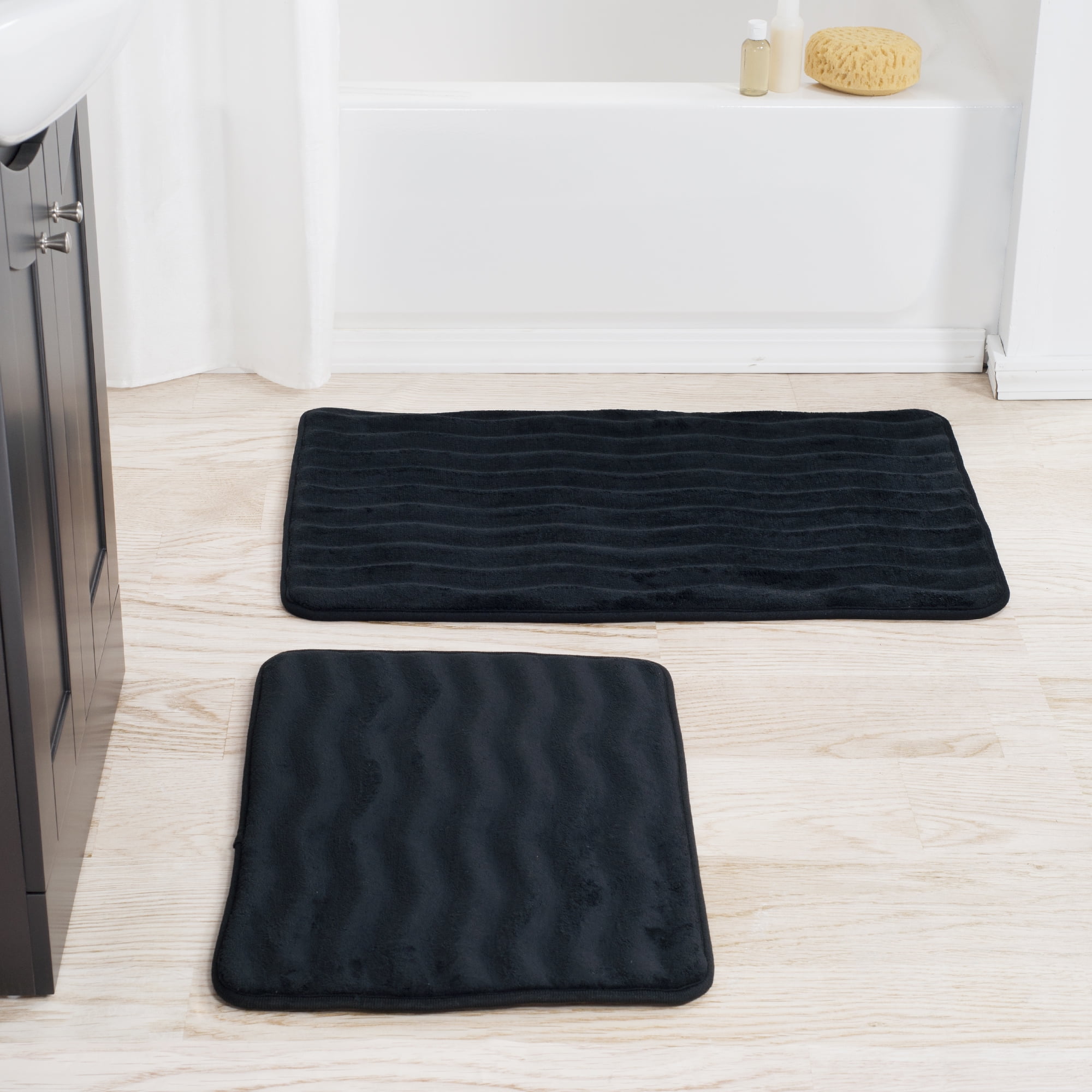 Somerset Home 2 Piece Memory Foam Bath Mat Set Black