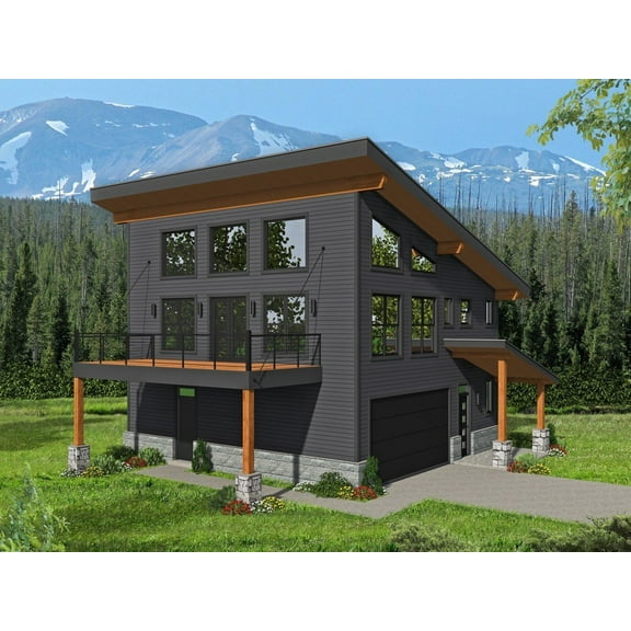 763-3676: Modern Contemporary 3 Bed, 2 Bath Luxury Home Plan, 1559 Sq Ft: Full Blueprints with License to Build by Home Plan Marketplace - Lesuto