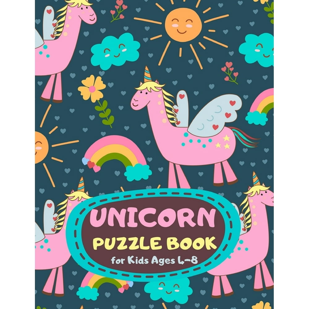 Unicorn Puzzle Book for Kids Ages 48 Rainbow Theme A Fun Kid
