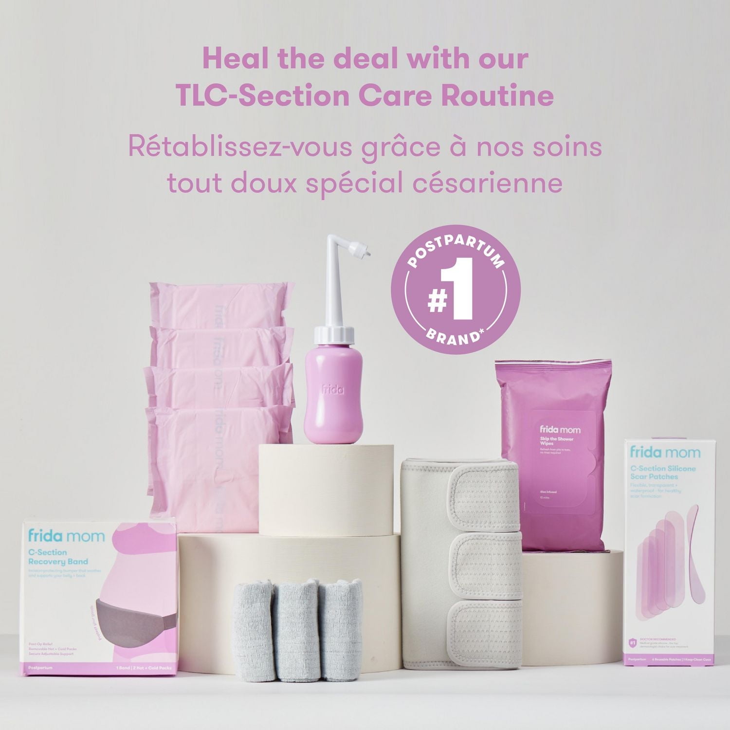 Frida Mom - C-Section Recovery Band Postpartum Abdominal Binder with Soft Knit Layer, One Size Post-Op Incision Protector Targeted Hot + Cold Therapy, One Size