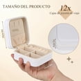 thumbnail image 2 of Joyero Pequeño De 12 Piezas, 10x10x5cm Estuche Organizador de Joyas para Viajes, Joyero Portátil con Compartimentos para Anillos, Pendientes, Collares (Blanco), 2 of 7