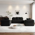 thumbnail image 3 of SEENYOO 130" Boneless Sectional Sofa, Cloud Couches for Living Room, U-Shaped 4-Seat Modular Sofa with Chaise, Oversized, No Assembly, Black, 3 of 14