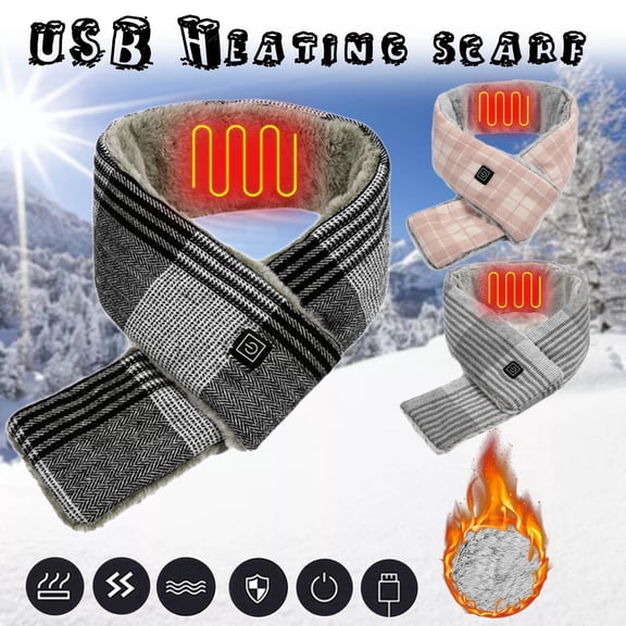YUEHUA Winter Heated Neck Scarf Heating Pad, Portable Cordless Adjustable 3 Heat Settings Heated Neck Scarf for Neck Warmer, Electric Neck Warmer for Men & Women Outdoor Winter Use