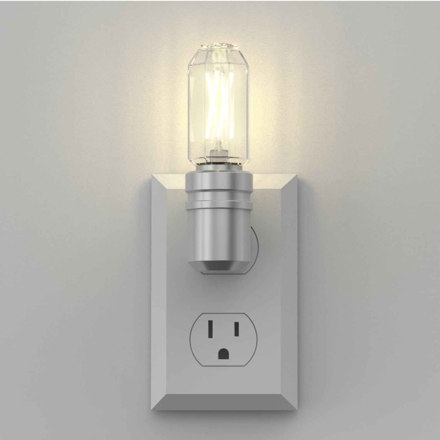 (2 pack) Better Homes & Gardens 4.25"H Nickel LED Vintage Night Light, Soft White Dusk to Dawn Auto on & off