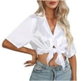 thumbnail image 2 of Fiudx Ofertas Flash Del Día Blusas y Blusas con Cuello En V de Manga Corta Informales de Primavera y Verano a La Moda para Mujer, 2 of 7