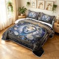 thumbnail image 3 of Manfei Woodland Lion Twin Quilt Set, Vintage Boho Western Twin Coverlet Set, Blue Brown, Polkadot Reversible, 2-Piece, 1 Bedspread and 1 Pillowcase, 3 of 7