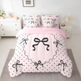 thumbnail image 2 of jejeloiu Kawaii Heart Print 7-Piece Twin Bedding Sets,Cartoon Bowknot Bowtie Bedding Comforter Set For Girl Reversible, 2 of 8