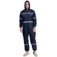 thumbnail image 2 of Mufeng Men's Work Overalls One Piece Hooded Mechanics Workwear Jumpsuit Long Sleeves Reflective Suit Navy Blue 3XL, 2 of 4