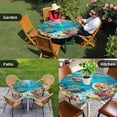 thumbnail image 4 of Turtle Round Tablecloth for 45-54 Inch Tables, Fitted Table Cover with Elastic Edge, Shark Ocean Coral Underwater Scenery Sea Waterproof Outdoor Table Cloth Protector for Patio Garden Dinner Picnic, 4 of 9