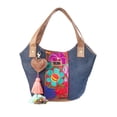 thumbnail image 1 of Bolso de dama AngeLozano Diana tipo Tote de Mezclilla con Telar Flores, 1 of 5