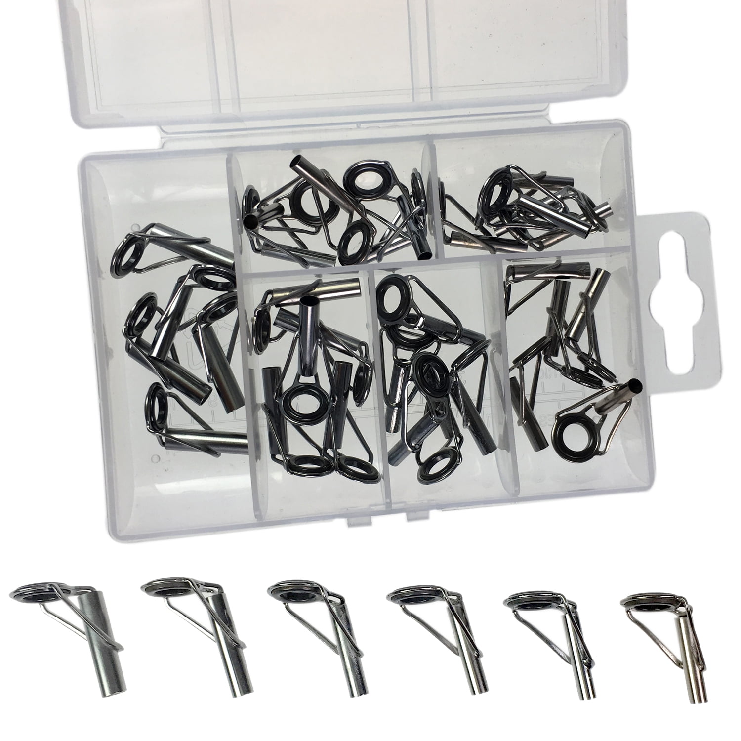 "Silver Saltwater Ceramic Fishing Rod Guides Tip Tops Repair 30Pcs 3.0
