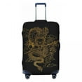 thumbnail image 1 of Custom Black And Gold Dragons Travel Luggage Cover Elastic Japanese Wave Suitcase Cover Protector Fit 18-32 Inch, 1 of 1