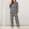 thumbnail image 2 of Fotbe Black Tartan Plaid Pattern Long Sleeve Pajama Set for Women,Sleepwear Set,2-piece Loungewear Set,Soft PJs Comfy Nightwear with Pockets -XX-Large, 2 of 7