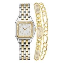 Jessica Carlyle Ladies Analog Silver/Gold Tone Watch and Bracelet Set