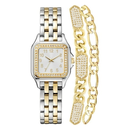 Jessica Carlyle Ladies Analog Silver/Gold Tone Watch and Bracelet Set