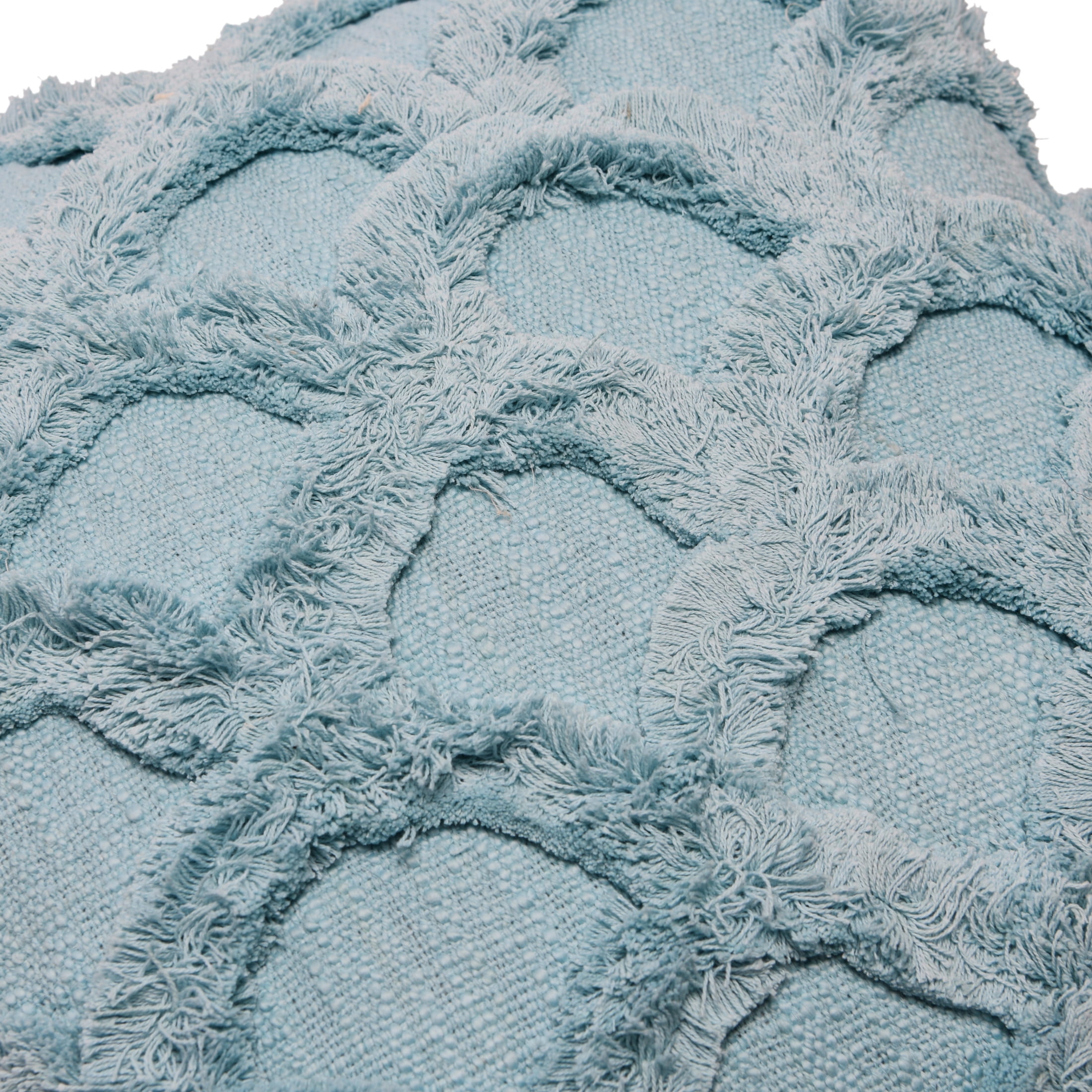 Creative Co-Op Creative Co-Op Cotton Chenille Scalloped Pillow, Light Blue