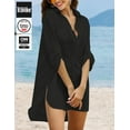 thumbnail image 3 of Ekouaer Beach Cover Ups for Women V Neck Bathing Suit Cover Up Bikini Swimsuit Coverup Beach Dress Shirt, 3 of 5