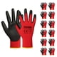 thumbnail image 1 of Dulfine Guantes De Trabajo De Seguridad Recubiertos De Pu, 12 Pares De Guantes De Punto Rojos Sin Costuras Con Agarre Suave Recubierto De Poliuretano En La Palma Y Los Dedos Para Hombres Y Mujeres, Id, 1 of 5