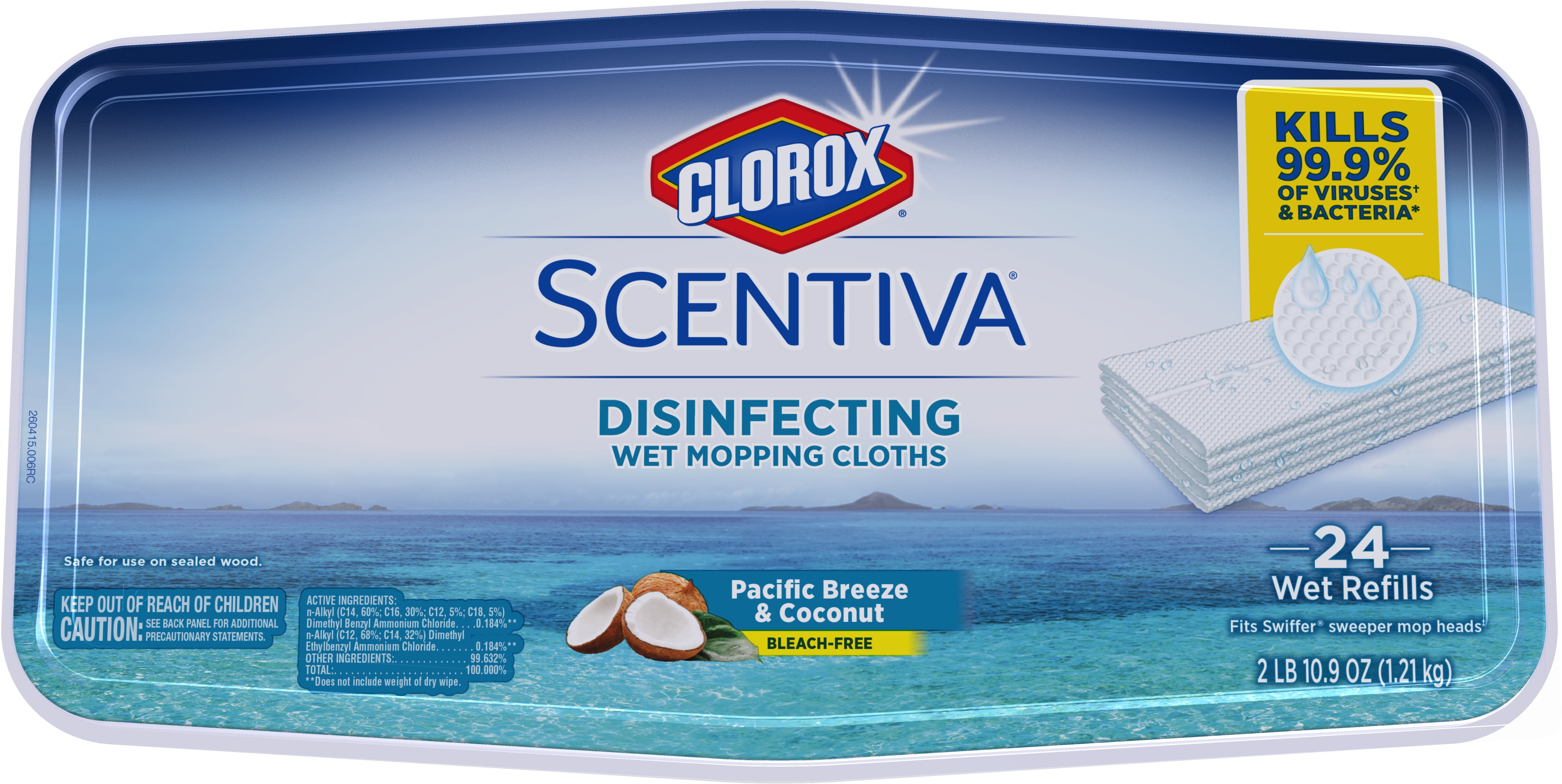 Clorox Scentiva Disinfecting Wet Mopping Pad Refills For Floor