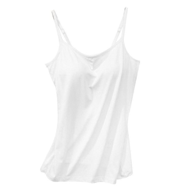 Camiseta sin mangas para mujer con sujetador incorporado, tirantes finos y acolchado.