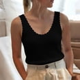 thumbnail image 5 of HappyYEE Women’s Ribbed Tank Tops Ruffle Round Neck Sleeveless Knit Tops Soft Lightweight Relaxed Fits Tanks Daily Wear,Black,XL, 5 of 6
