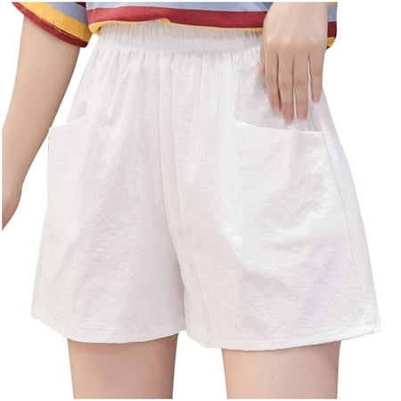 LEEYNEER Womens 5 Casual Jersey Cotton Shorts Lounge Yoga Pajama Walking Shorts with Pockets Activewear Hot Pants Casual Shorts Yellow L