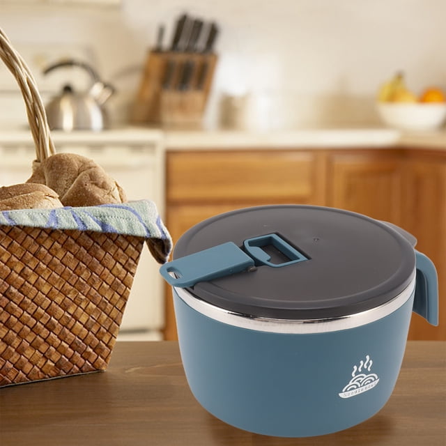 Tazón De Ramen, Tazón De Fideos De Acero Inoxidable De 900 Ml Con Asa, Tazones De Sopa Con Tapa Para Trabajadores De Oficina En El Hogar