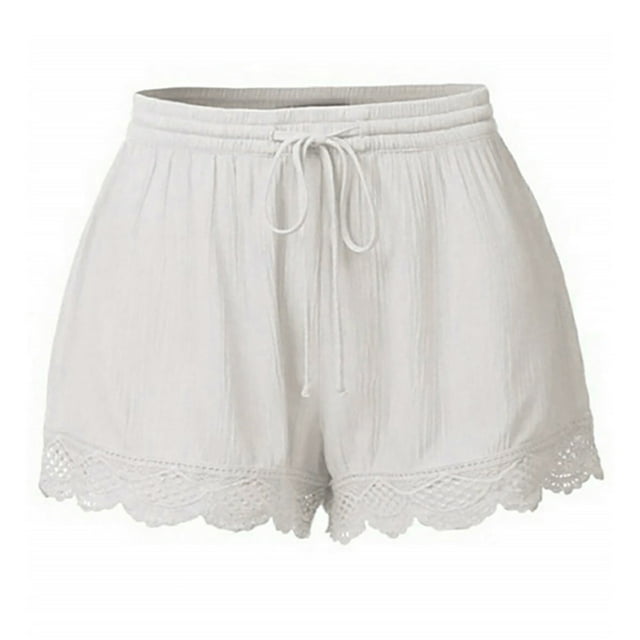 Dealovy Pajama Shorts for Women High Elastic Waisted Drawstring Beach Summer Flowy Wide Leg Shorts