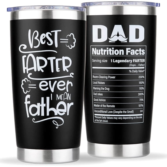 Gifts for Dad from Daughter, Son - Funny Birthday, Christmas Xmas, Fathers Day, Valentines Day Gifts for Dad Husband Him - Best Dad Ever Cup Tumbler Mug, I Mean Father, 20oz Insulated Stainless Steel