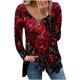thumbnail image 1 of Blusa informal de manga larga con cuello en V y cremallera suelta con estampado floral para mujer Pompotops gfhjh5109, 1 of 5