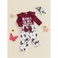 thumbnail image 3 of Nygoyerh Newborn Baby Girls Pants Set Long Sleeve Romper + Butterfly Print Pants + Headband 2PCS Set Fall Infant Clothing for 1M-18M, 3 of 7