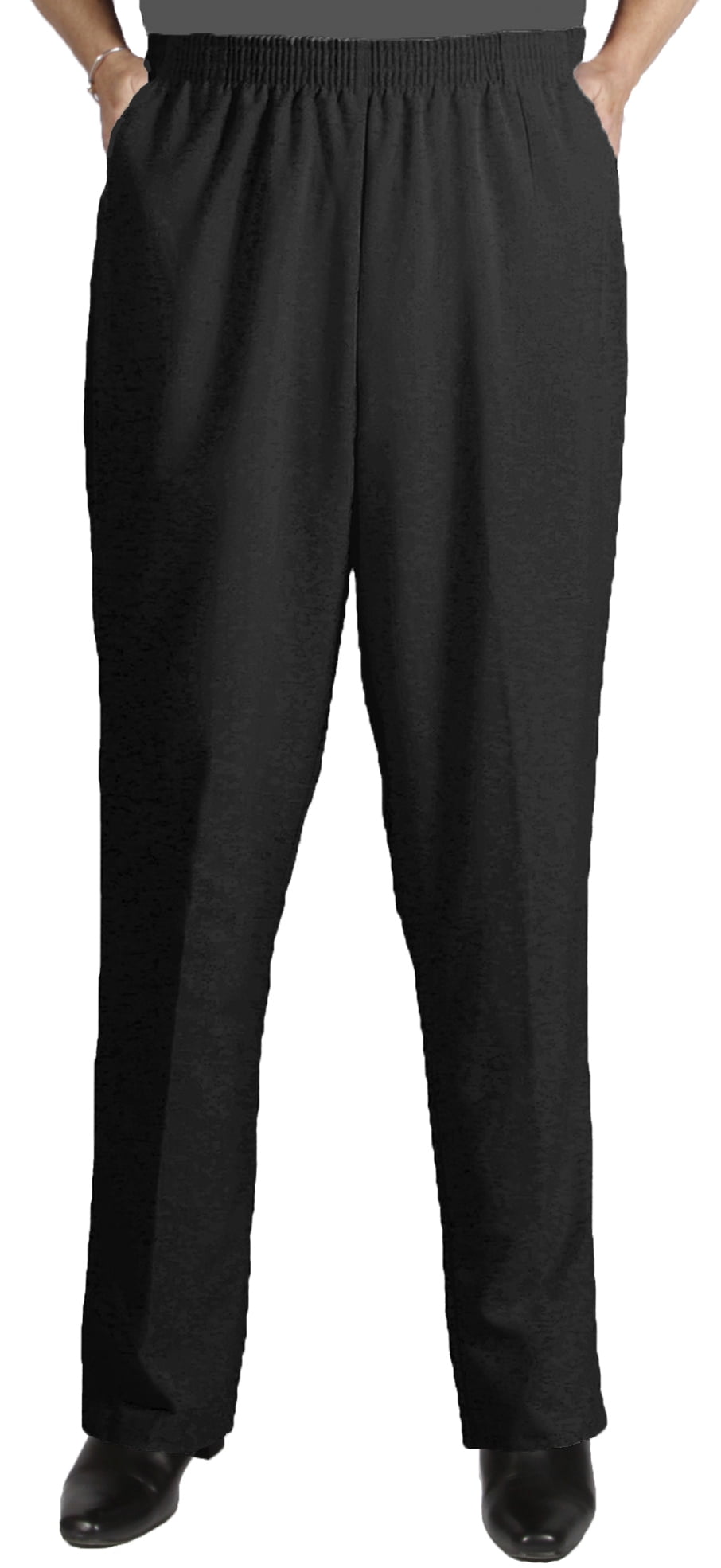 Viviana Women's Plus Size Elastic Waist Pull-On Shaped Fit Dress Pants with Pockets 
