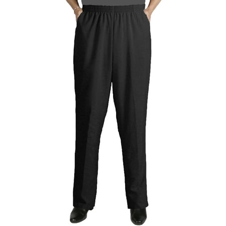 Viviana Women's Plus Size Elastic Waist Pull-On Shaped Fit Dress Pants with Pockets - Black - (Best Lululemon Pants For Pear Shaped)