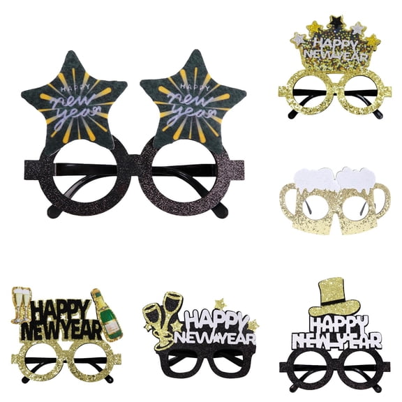 2026 New Year Glasses Set of 8 - Party Glasses with 2026 Designs, Glitter Holiday Eyewear for New Year's Eve Decorations, Costume Accessories for Adults & Teens, New Year Party Favors Supplies