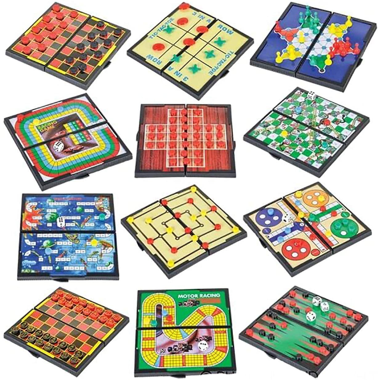 Set of 12 Mini Tiny Magnetic Travel Games - Tiny Classic Board Games