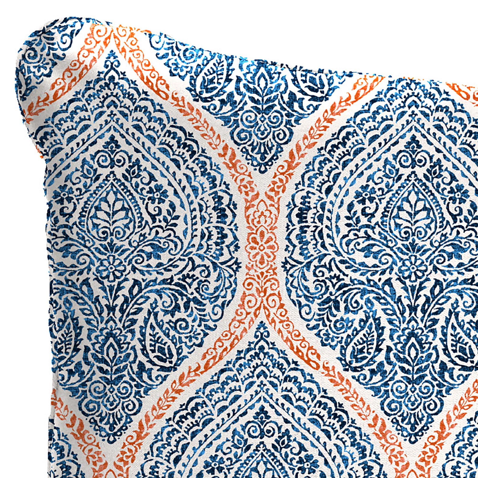 Jordan Manufacturing 21" x 24" Andorra Tiger Lily Navy Damask Rectangular Outdoor Deep Seat Chair Back Cushion with Welt